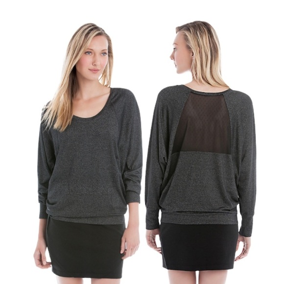 Lole Dark Gray Dolman Sparkle Mesh Top XS - Picture 1 of 12